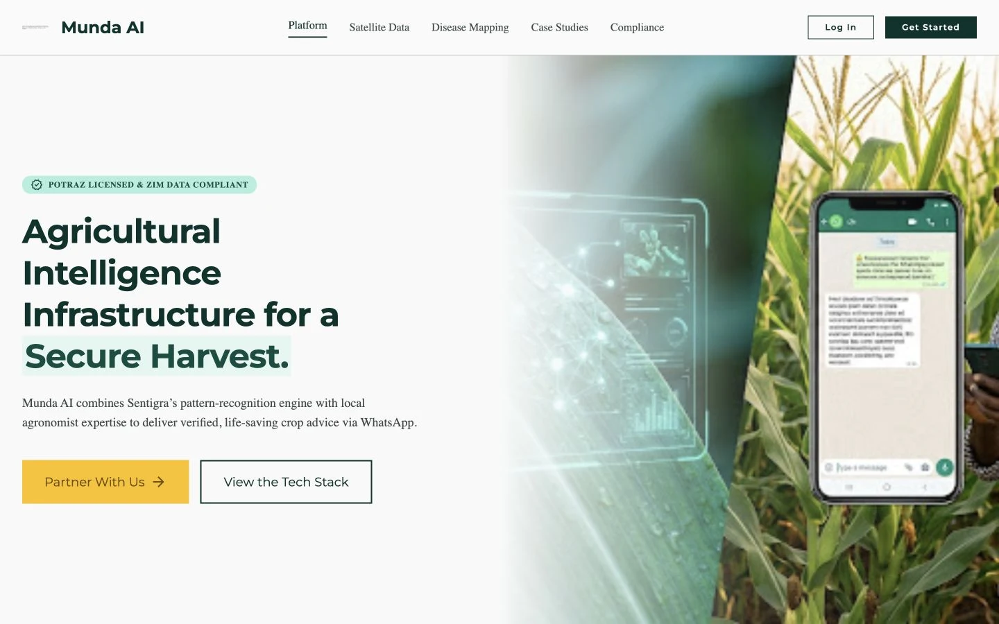 Munda AI website homepage screenshot